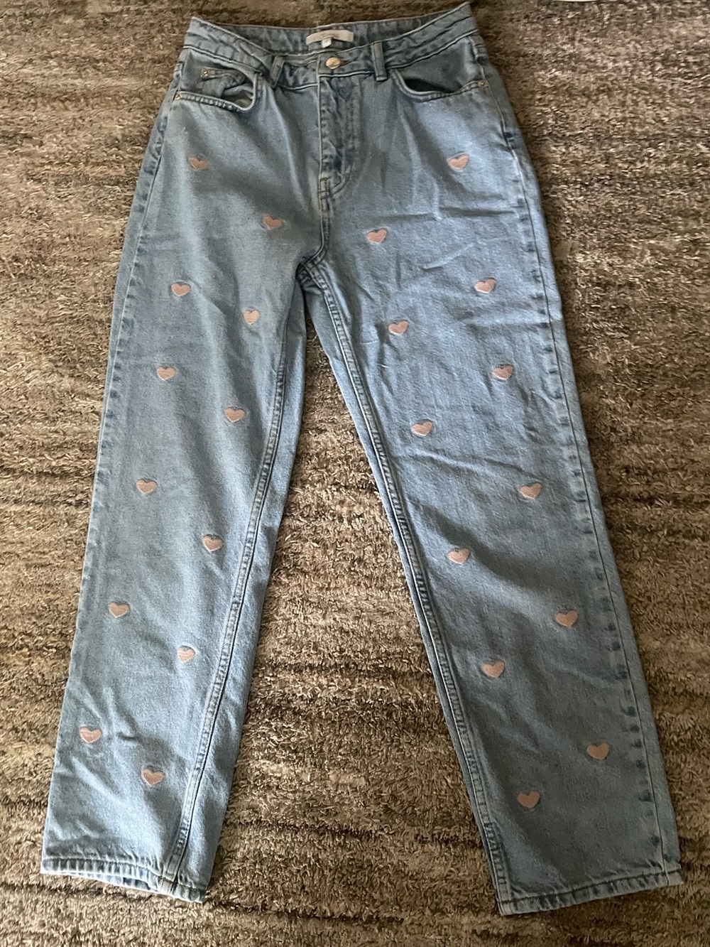Glo Fashion Heart Embroidered Straight Leg Jeans Size 25